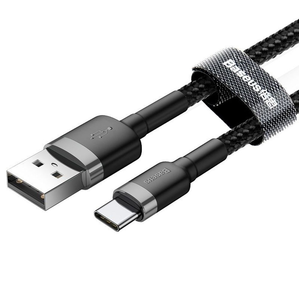 Baseus Cafule Kábel, USB-C, Szürke-fekete, 2 M (CATKLF-CG1)