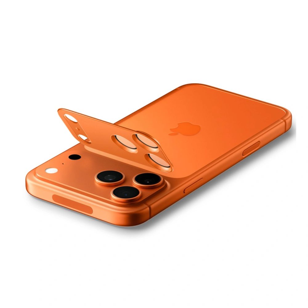 Spigen Optik Pro XL TR EZ Fit ochrana fotoaparátu, iPhone 17 Pro, oranžová