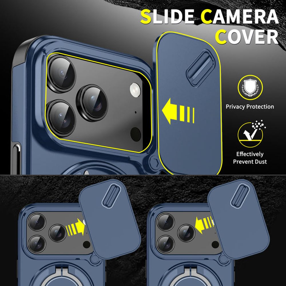 Camslide Stand obal, iPhone 17 Pro, modrý
