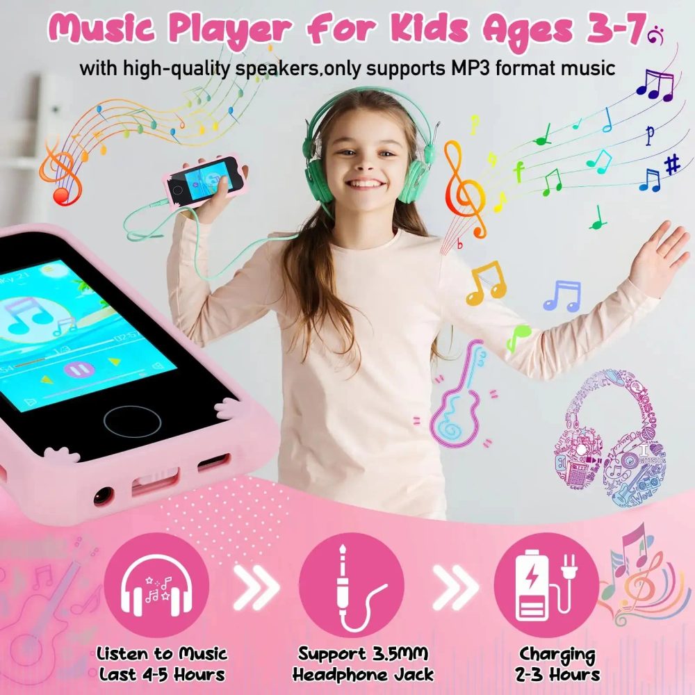 Chytrý Telefon Pro Děti S Hrami, MP3, Duálním Fotoaparátem A Dotykovým Displejem, Růžový