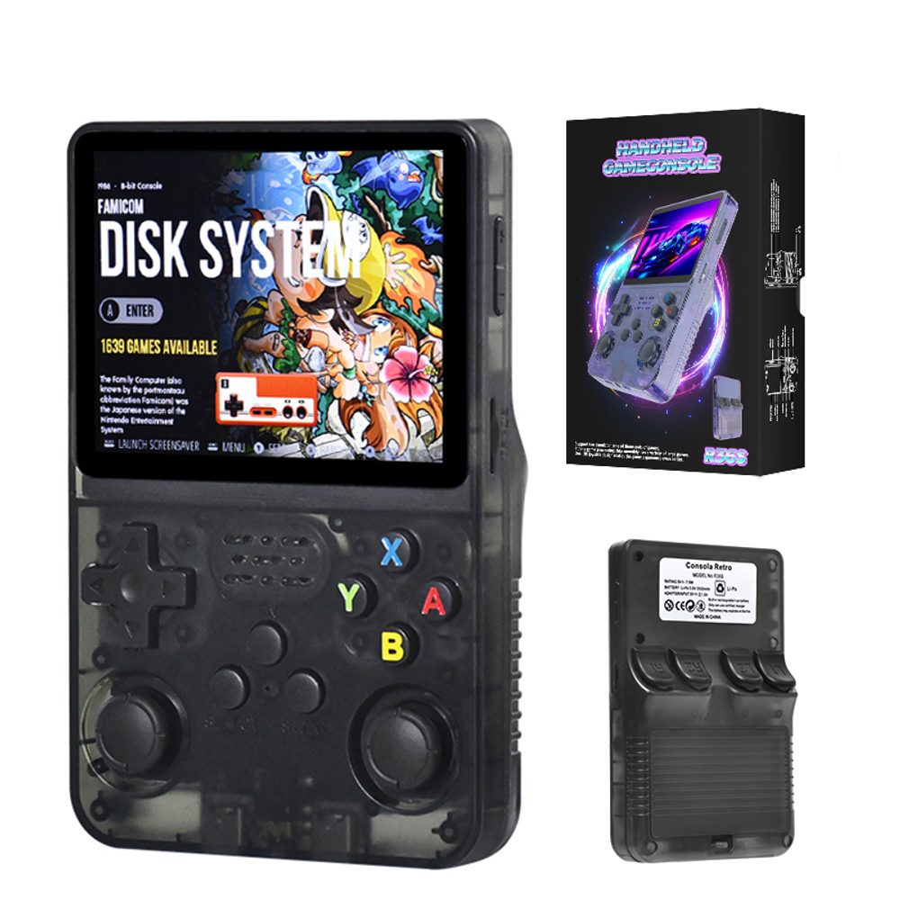 Levně R36S Přenosná herní konzole s 3,5" IPS displejem, ArkOS Linux systém, černá
