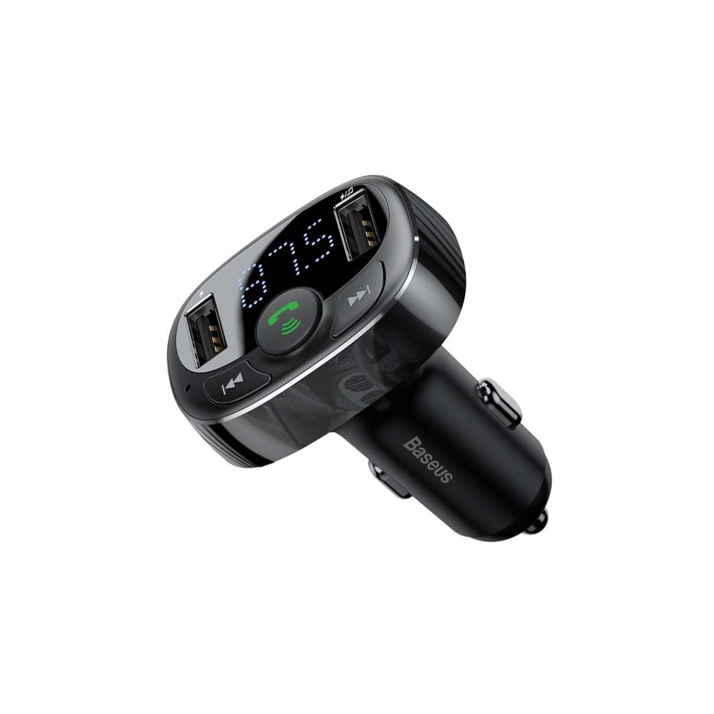 Baseus T FM Bluetooth Transmiter, 2x USB, MicroSD, Crni