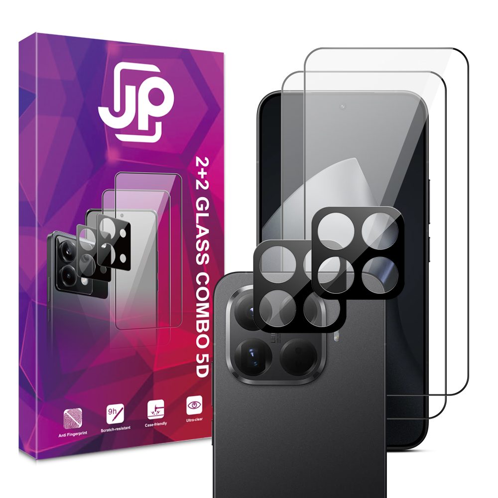 Levně JP 5D Combo pack, Sada 2 5D tvrzených skel a 2 sklíček na fotoaparát, Xiaomi 15T Pro