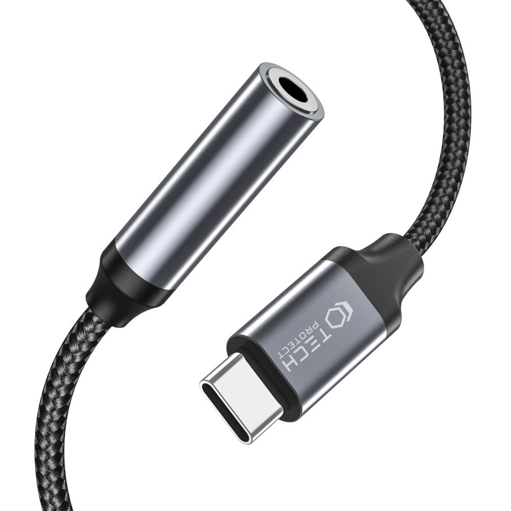 Tech-Protect UltraBoost Adapter USB-C - Jack 3,5 Mm, črn