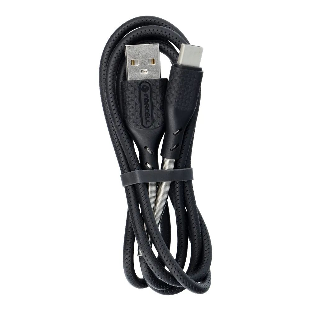 Forcell Carbon Kabel, USB - USB-C, QC3.0, 3A, CB-02B, Crni, 1 Metar