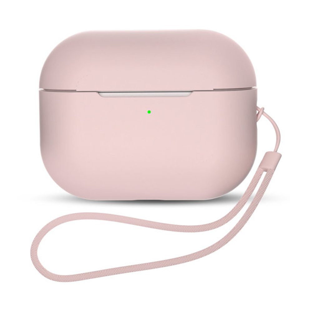 Silicone Case pouzdro pro AirPods Pro 1 / 2 s šňůrkou na zápěstí, růžové