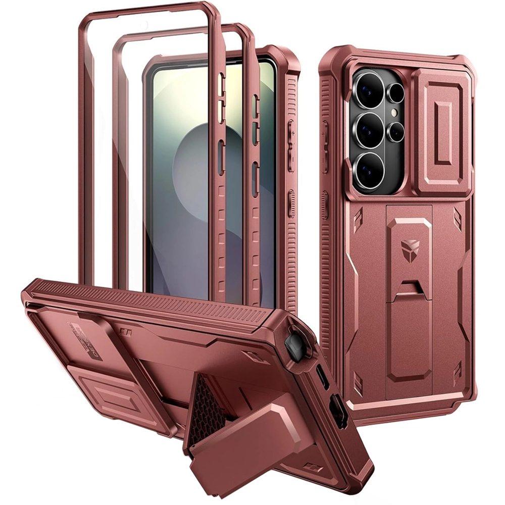 Levně Dexnor 360 Kickstand Camprotector obal Samsung Galaxy S26 Ultra, vínový