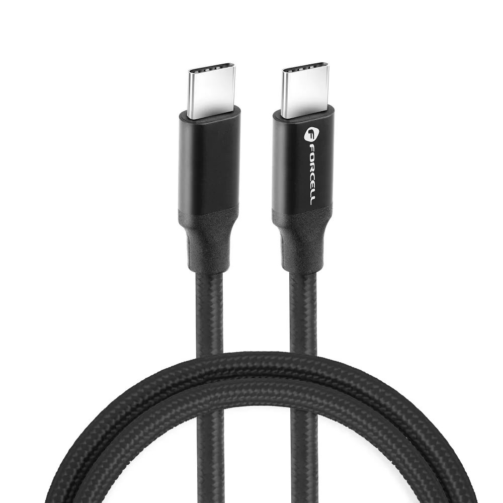 Forcell Kabel USB-C - USB-C, QC4.0, 5A/20V, PD100W, E-oznaka / 4K / Thunderbolt / 20Gbit/s, C391, 1 M, Crni