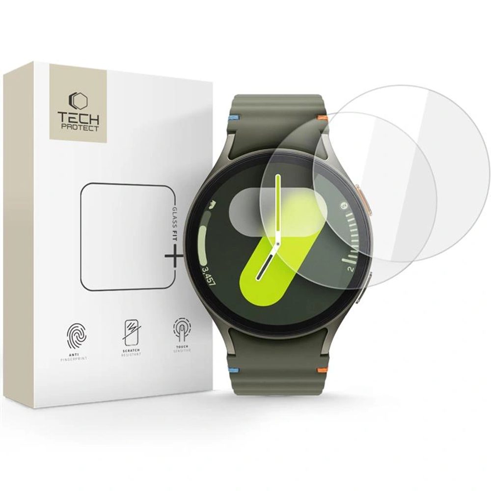 Tech-Protect Tvrzené sklo Glass Fit+, Samsung Galaxy Watch 4 / 5 / 6 / 7 (44 mm), 2 kusy