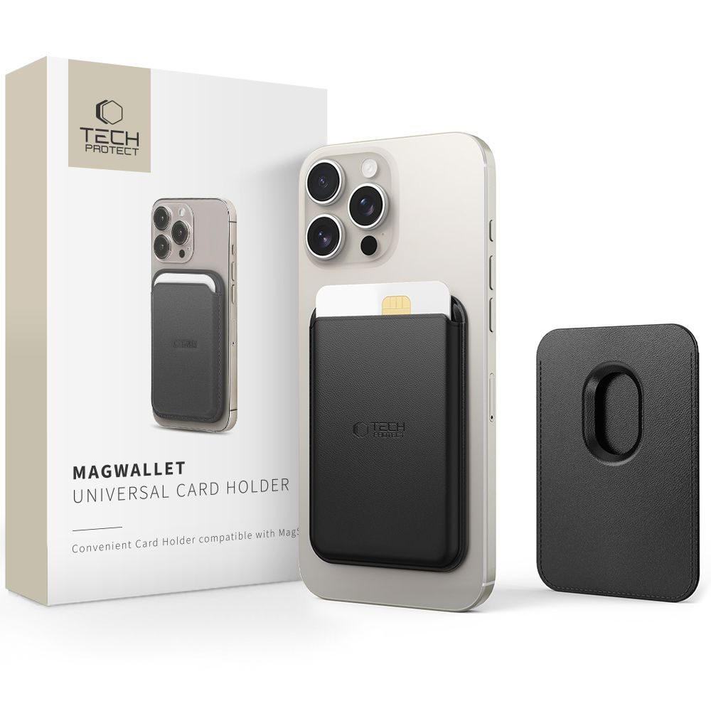 Tech-Protect MagWallet Magsafe Suport Universal Magnetic pentru Carduri, Negru