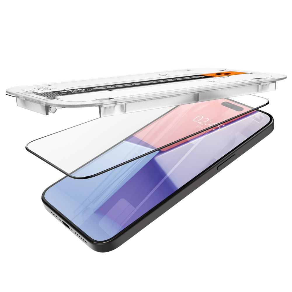 Spigen Glass.TR EZFit FC S Aplikátorem, Tvrzené Sklo, IPhone 15 Pro, černé