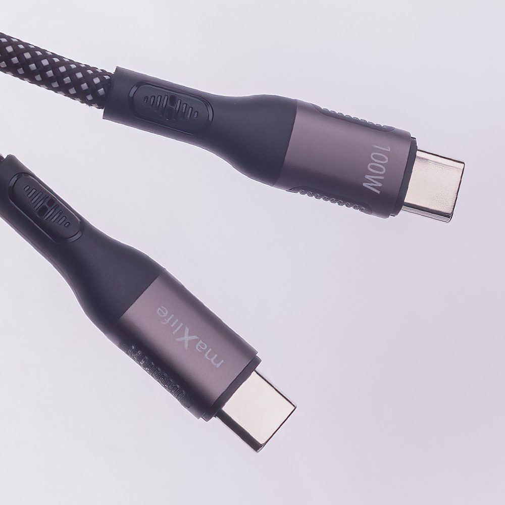 Maxlife magnetický kábel MXUC-11 USB-C - USB-C 1,0 m 100W, čierny