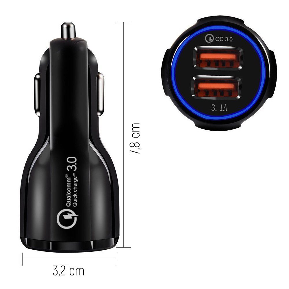 Wozinsky Univerzalni Auto Punjač, 2x USB Quick Charge 3.0 QC3.0 3.1A, Crni (WCC-02)