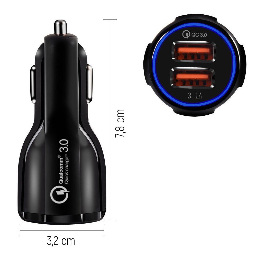 Wozinsky Univerzálna Nabíjačka Do Auta, 2x USB Quick Charge 3.0 QC3.0 3.1A, čierna (WCC-02)