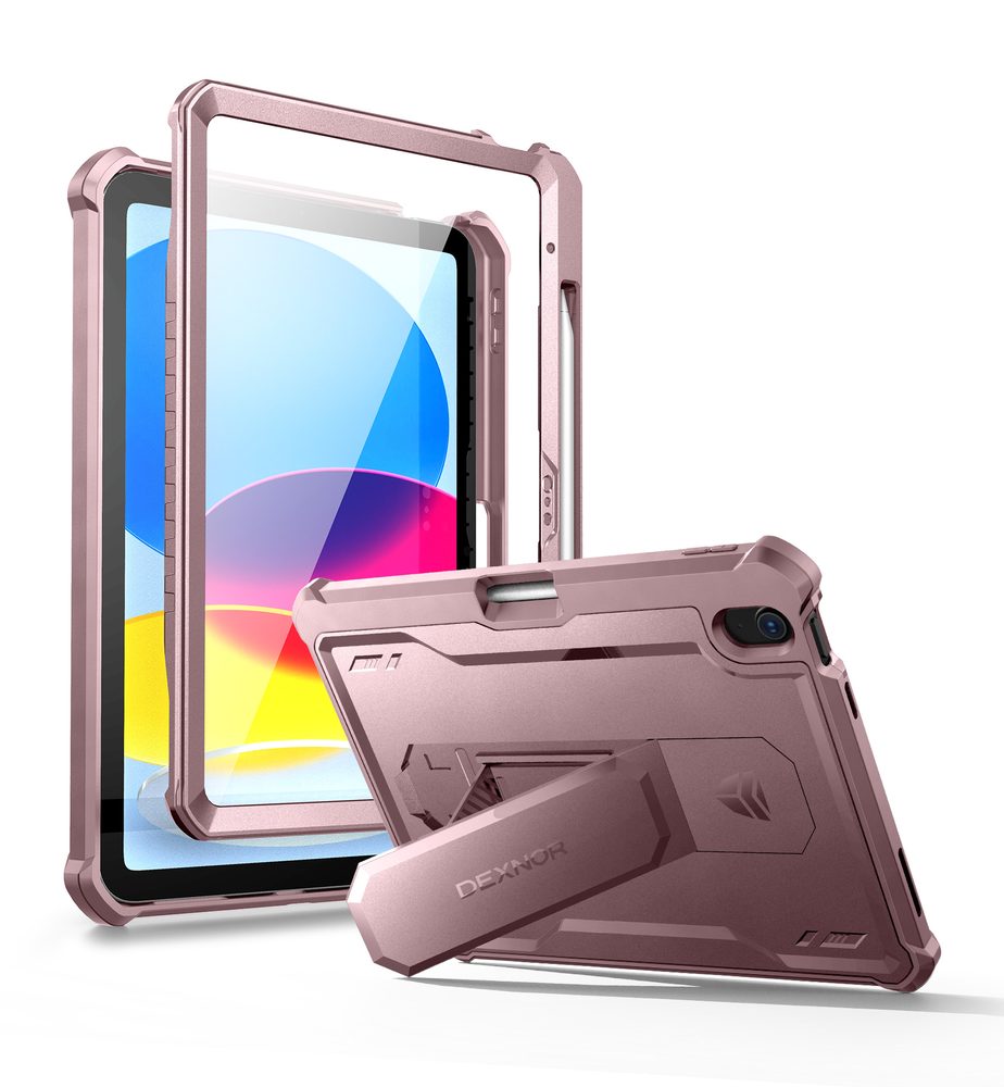 Dexnor 360 Kickstand borító iPad 10.9 2022 / iPad 11 2025, rózsaszín