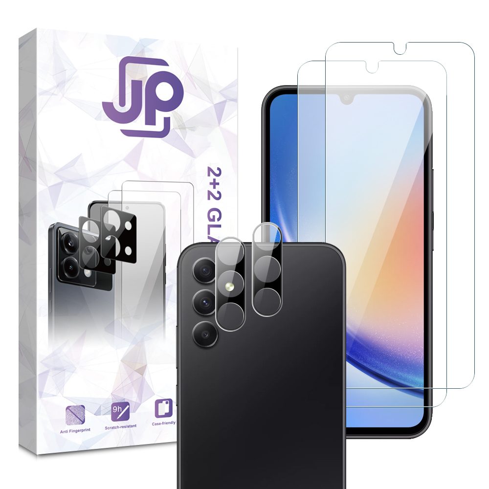 Levně JP Combo pack, Sada 2 tvrzených skel a 2 sklíček na fotoaparát, Samsung Galaxy A34