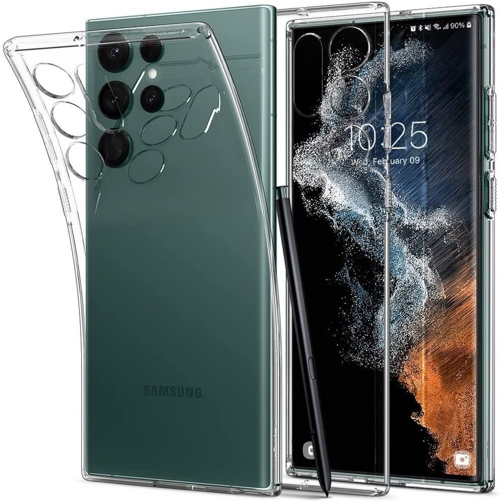Obaly a puzdra - Spigen Liquid Crystal silikónový kryt na Samsung Galaxy S22 Ultra, priesvitný (ACS03912)