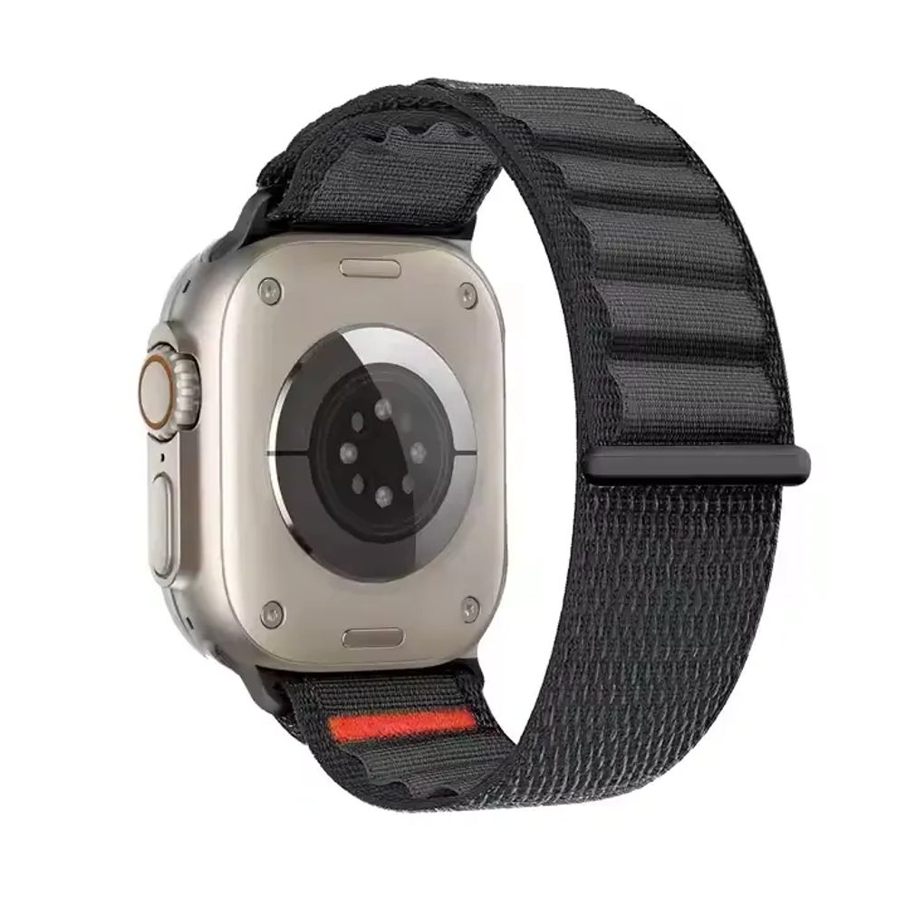 JP Nylon Alpine Loop szíj, Apple Watch 1 / 2 / 3 / 4 / 5 / 6 / 7 / 8 / 9 / 10 / SE (38 / 40 / 41 / 42 mm), fekete