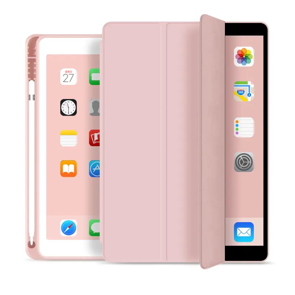 JP Smart case tolltartóvall ellátott táblagép tok, iPad Pro 11 2018 / 2020 / 2022, iPad Air 4 10.9 2020 / Air 5 10.9 2022 / Air 11 2024, rózsaszín