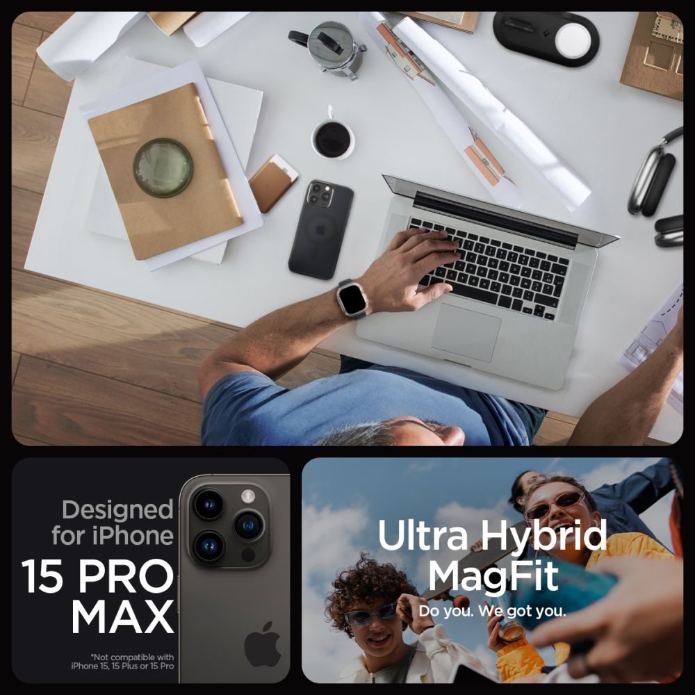 Spigen Ultra Hybrid Mag Z MagSafe, IPhone 15 Pro Max, Zmrznjeno črna