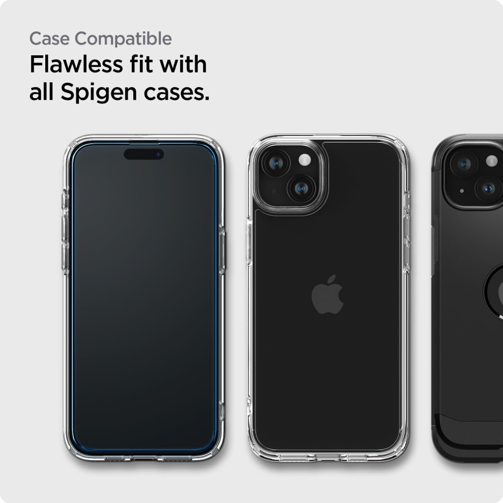 Spigen ALM Glass FC Edzett üveg 2 Darab, IPhone 15 Plus, Fekete