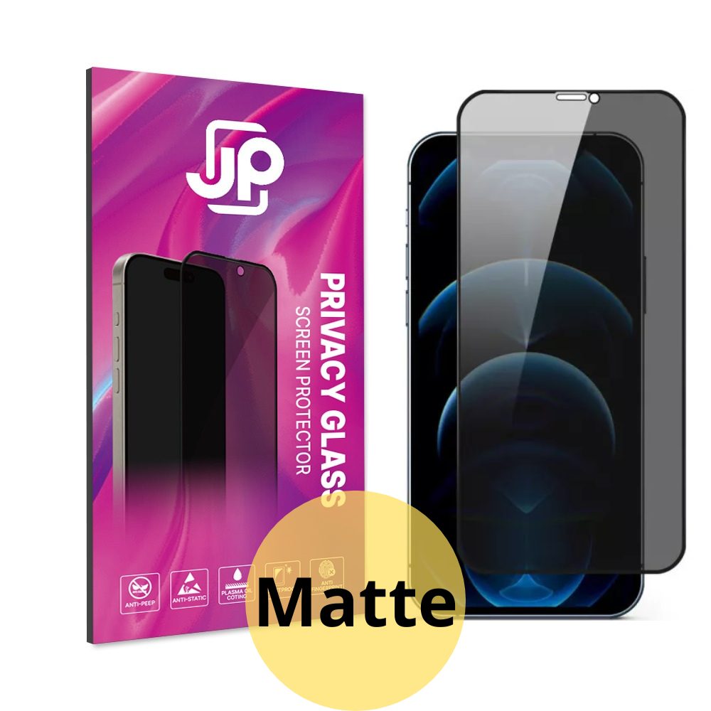Levně JP Matte Privacy Tvrzené sklo, iPhone 12 Pro Max, černé