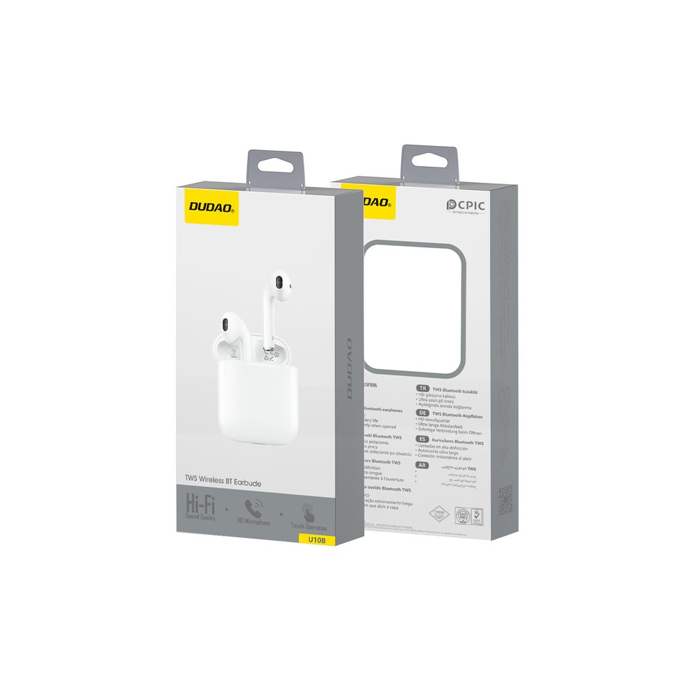Dudao U10B Bluetooth slúchadlá TWS, biele