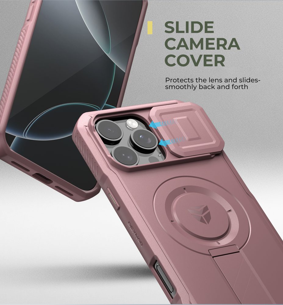 Dexnor MagSafe Kickstand Camprotector obal iPhone 16 Pro Max, ružový