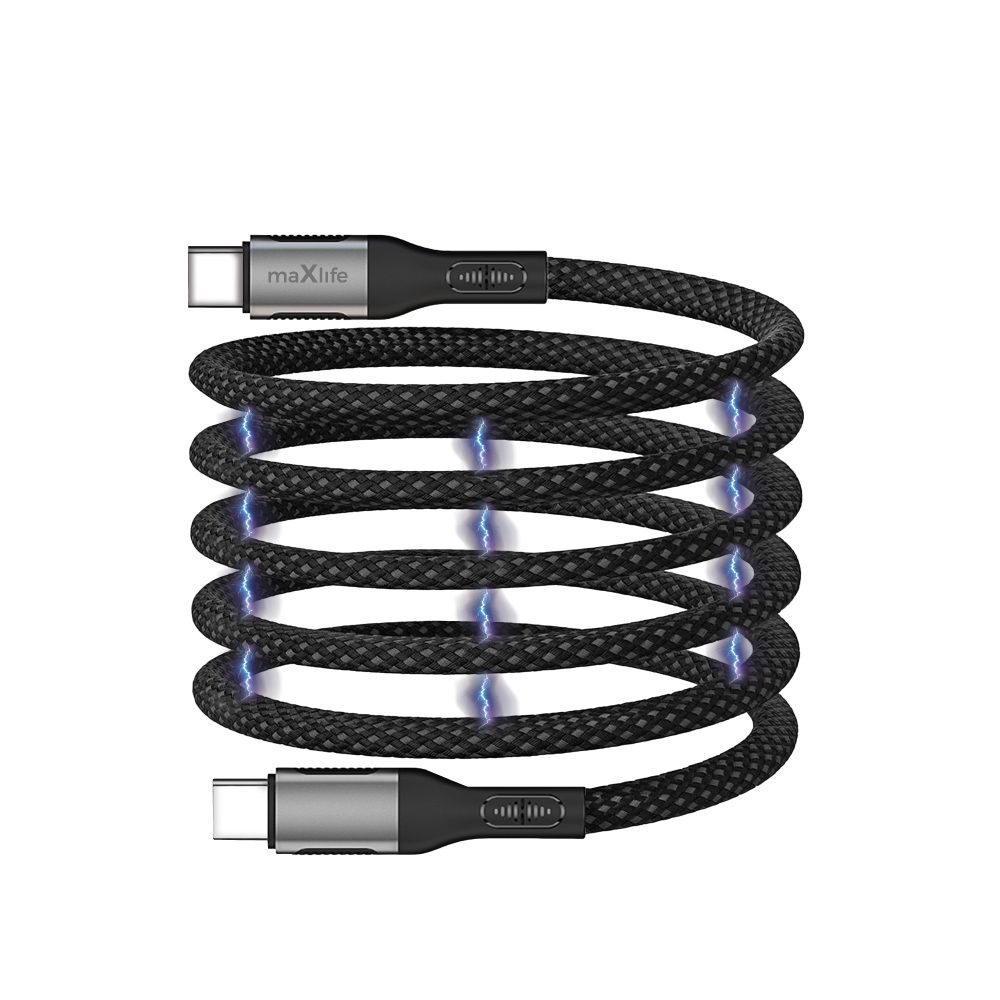 Levně Maxlife magnetický kabel MXUC-11 USB-C - USB-C 1,0 m 100W, černý
