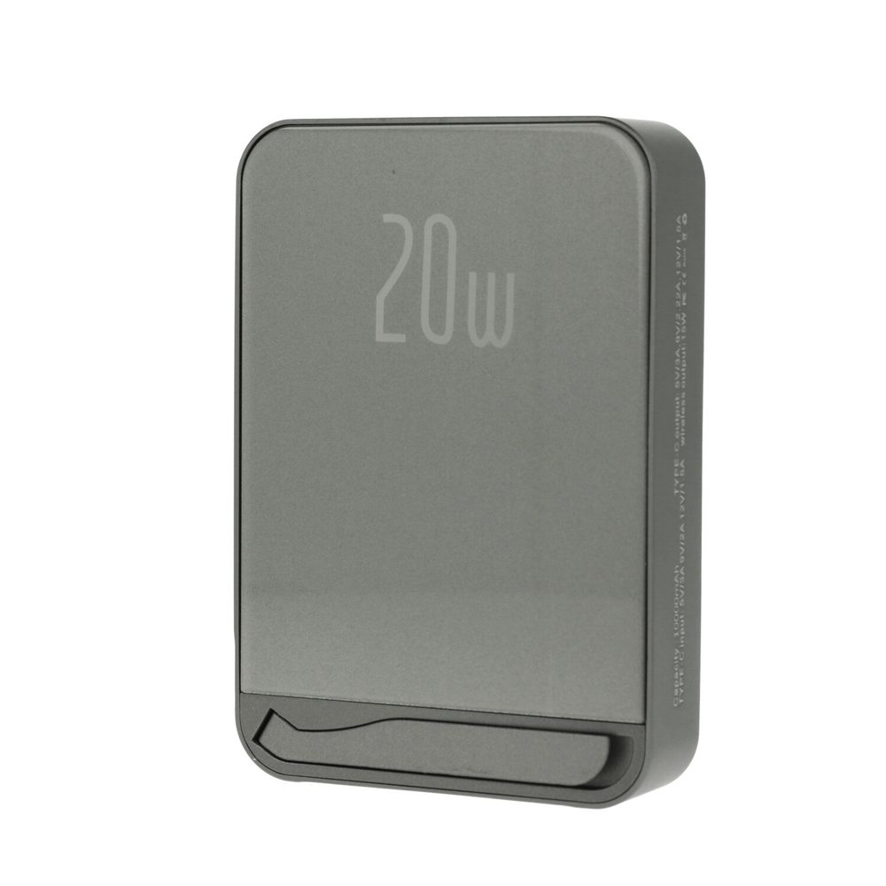 Fém Magsafe Powerbank állvánnyal, 10000mAh, PD20W, szürke