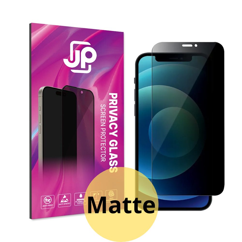 Levně JP Matte Privacy Tvrzené sklo, iPhone 12 / 12 Pro, černé