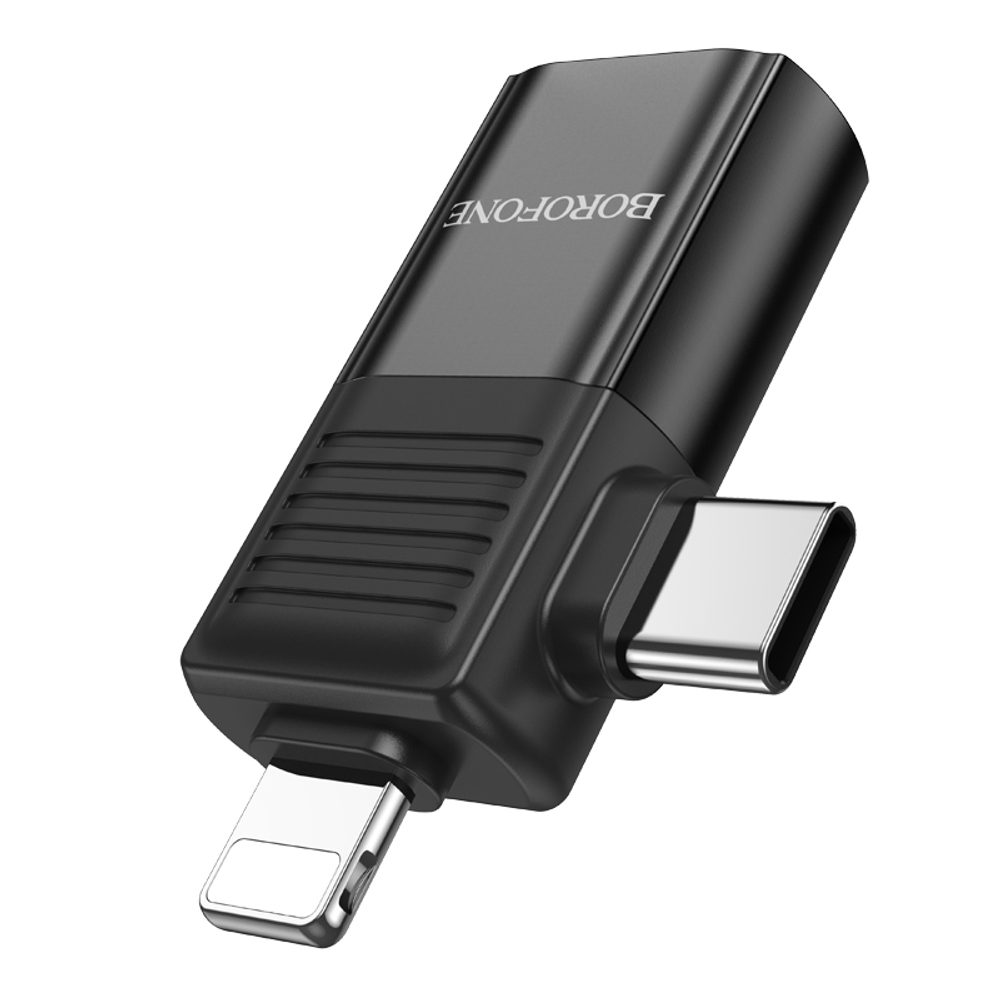 Borofone BV18 Adapter, Lightning + USB-C - USB, Fekete