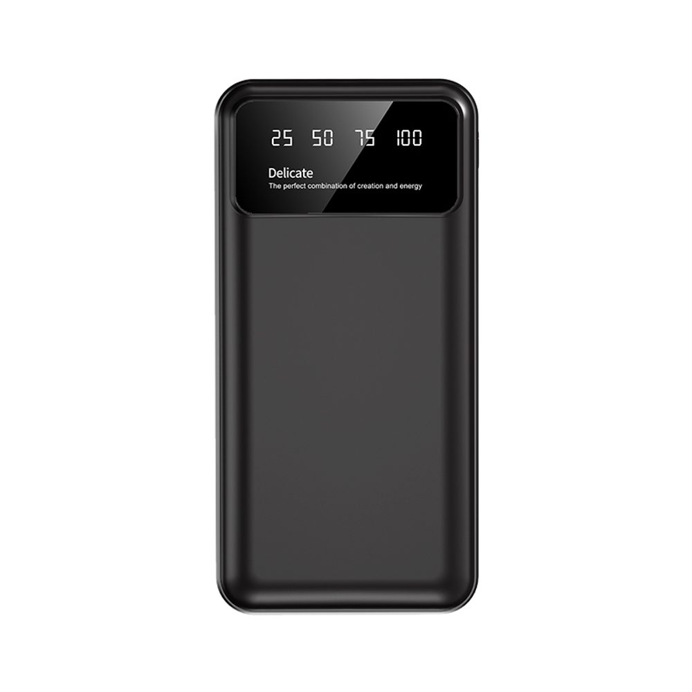 Powerbanka 20000mAh, 2x USB, s LED svetlom, čierna