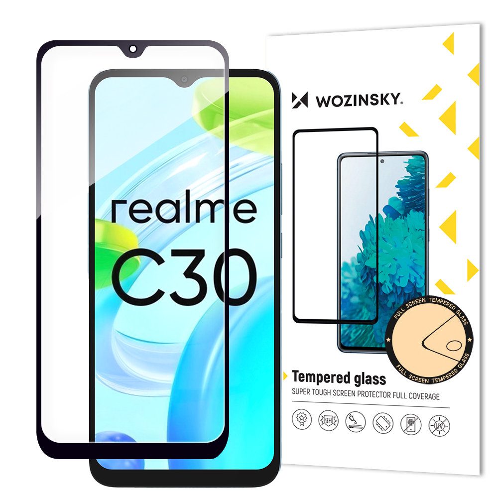 5D Edzett üveg A Realme C30 / Realme Narzo 50i Telefonhoz, Fekete