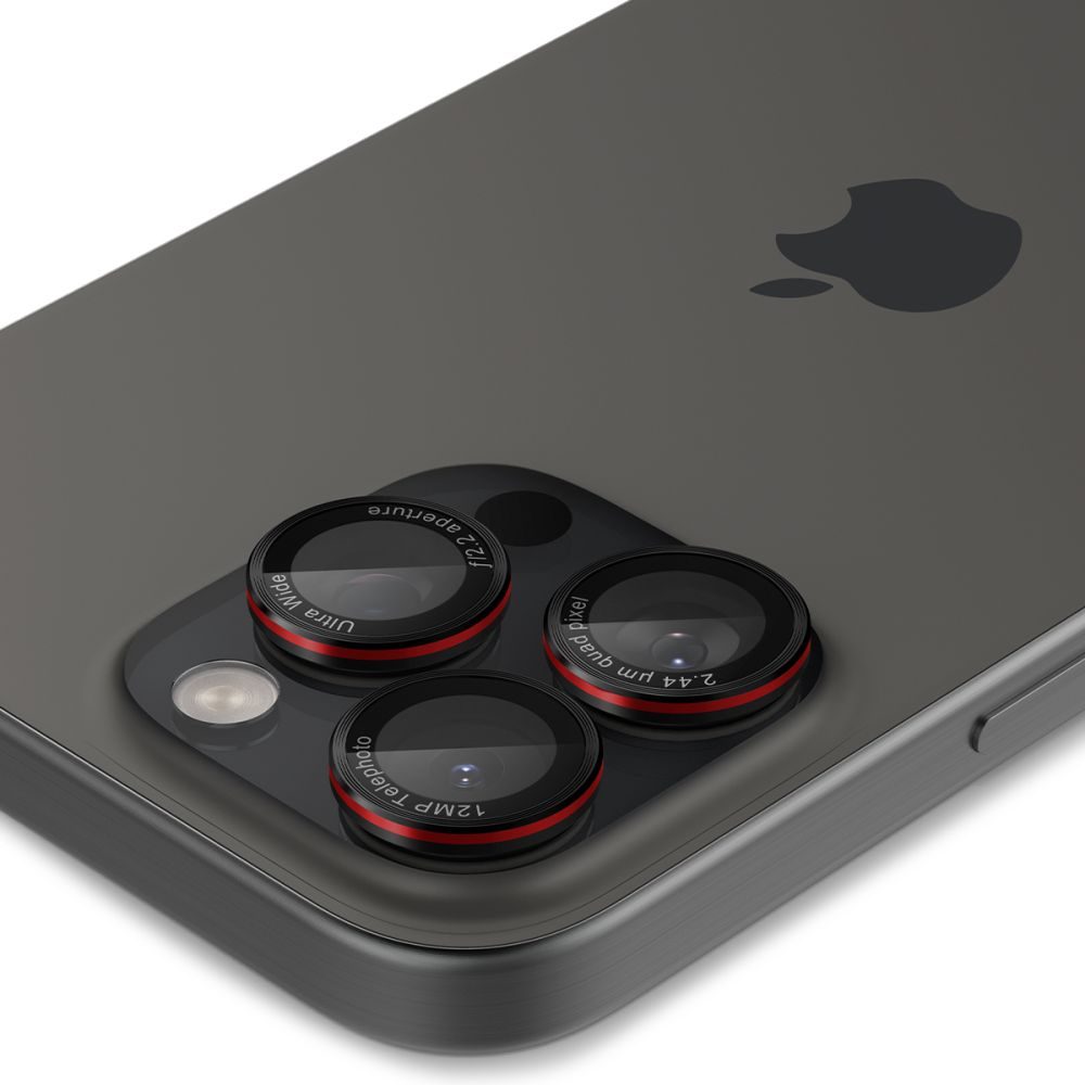 Spigen Optik Pro L-Series TR Ez Fit ochrana fotoaparátu, 2 kusy, iPhone 14 Pro / Max / 15 Pro / Max / 16 Pro / Max / 17 Pro / Max, čierna