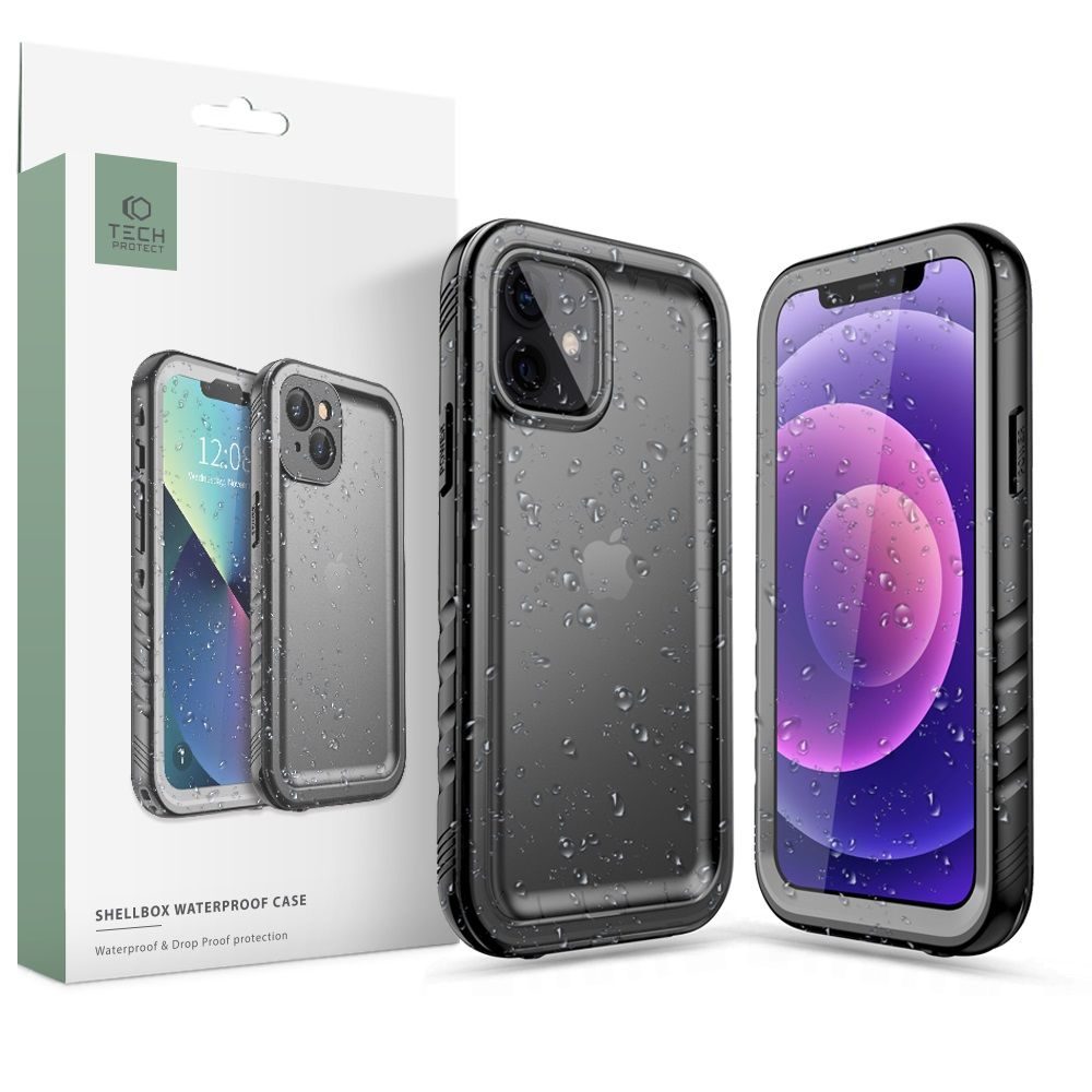 Husă Tech-Protect ShellBox IP68, IPhone 12 / 12 Pro, Neagră