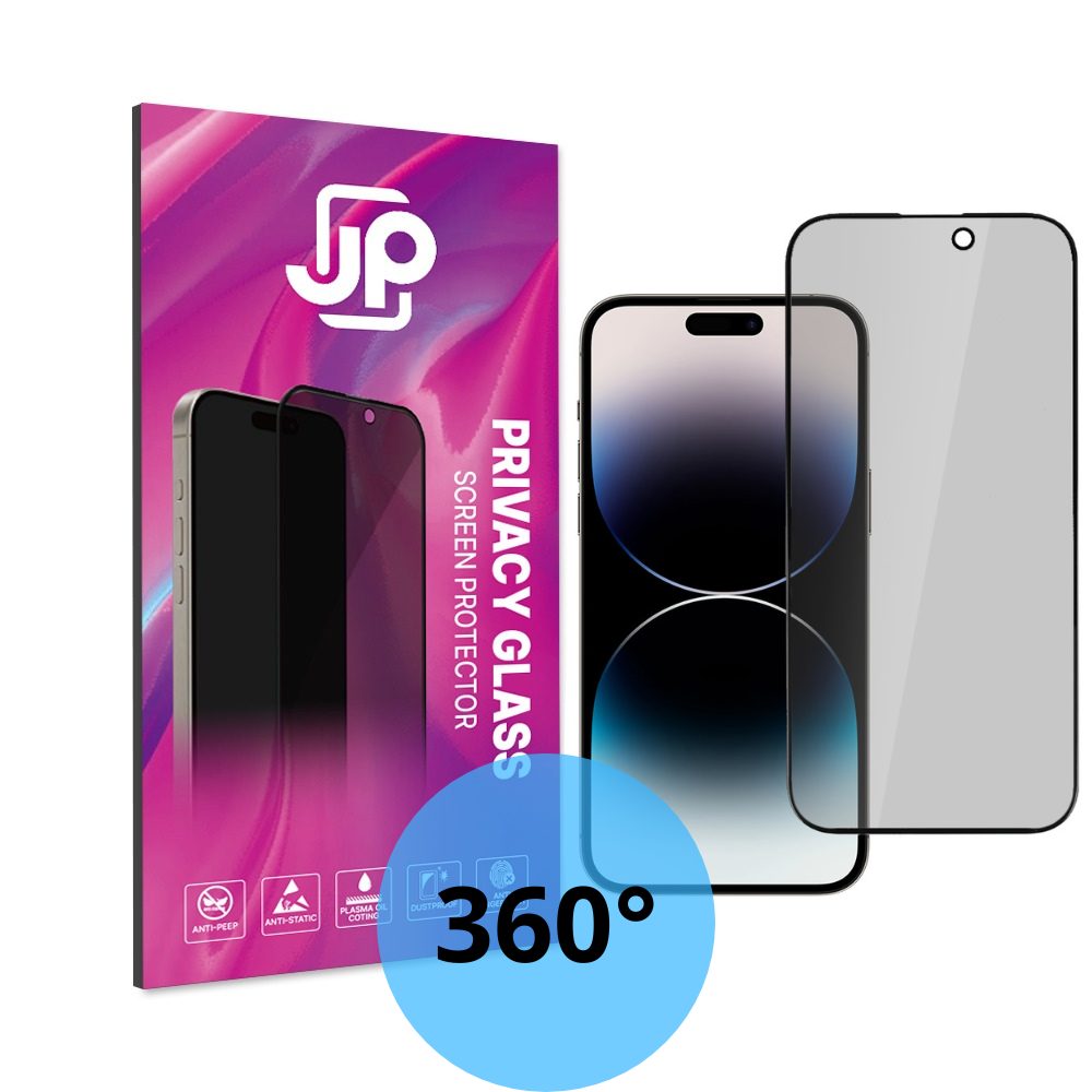 Levně JP 4-Way Privacy 360° Tvrzené sklo, iPhone 14 Pro, černé