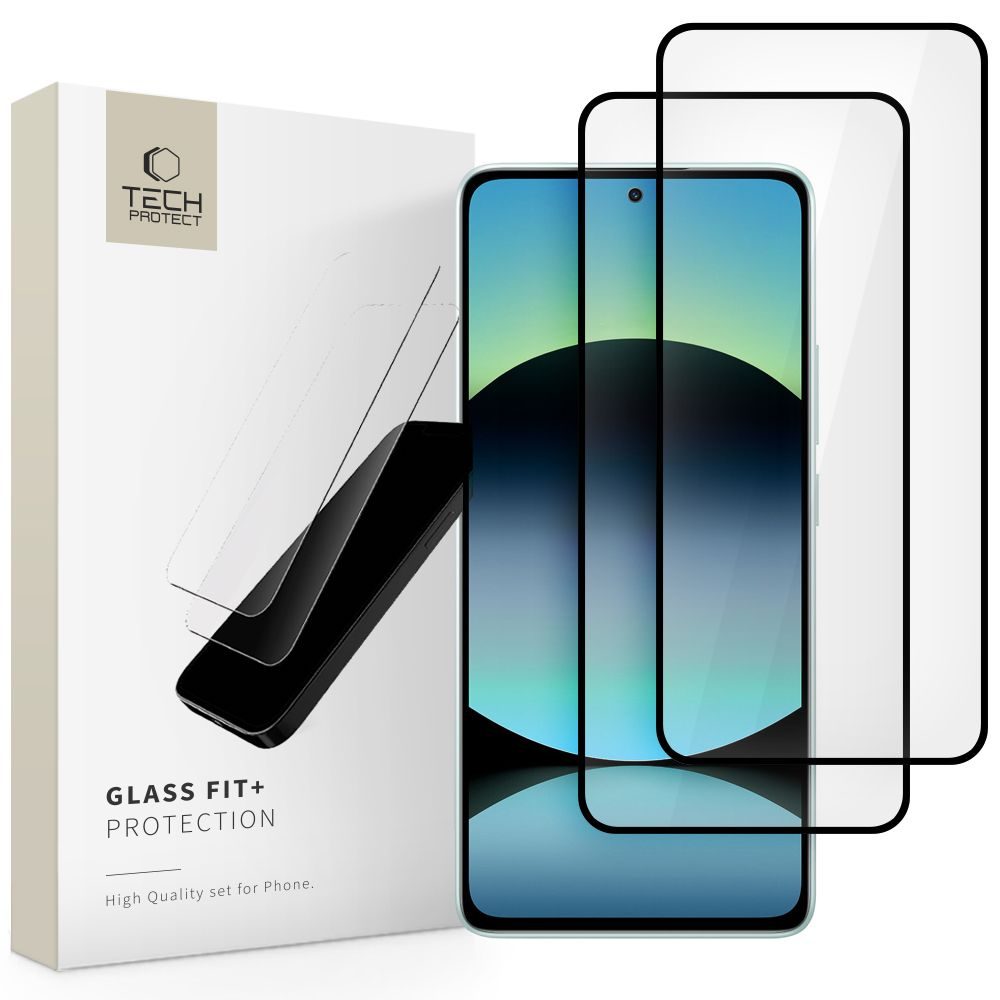 Levně Tech-Protect Tvrzené sklo Fit+ Xiaomi Redmi Note 14 4G / 5G, černé, 2 kusy