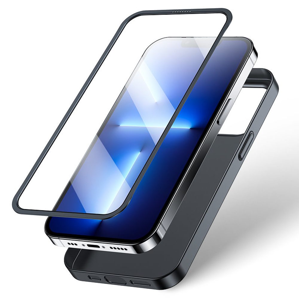 Joyroom 360 Full Case Ovitek + Kaljeno Steklo, IPhone 13 Pro, črno