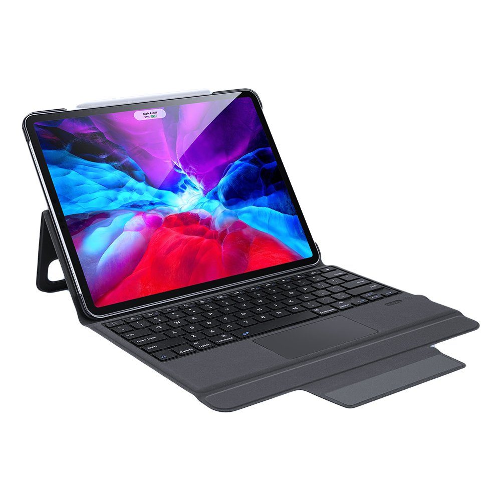 Dux Ducis Bluetooth Tok Touchpaddal és Billentyűzettel, IPad Pro 12.9 2018 / 2020 / 2021, Fekete