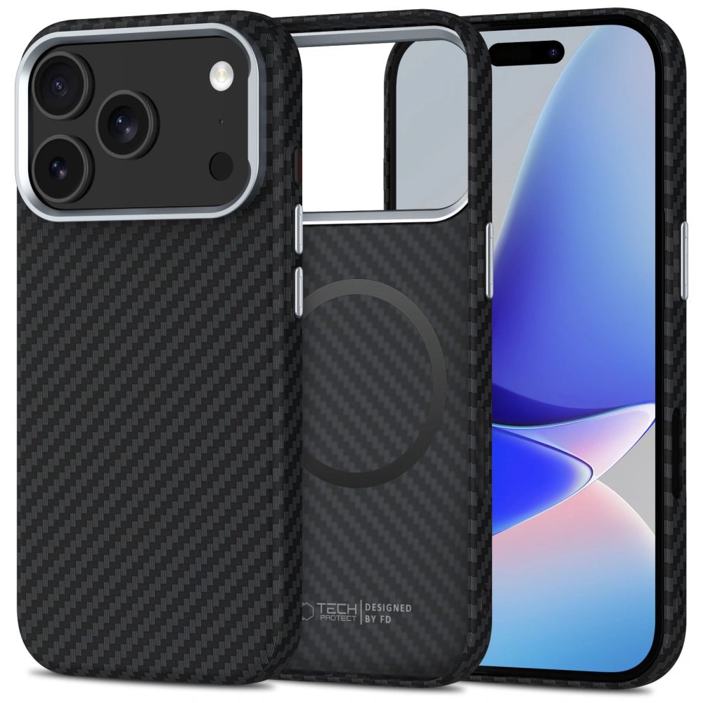 Tech-Protect Ion Carbon MagSafe, iPhone 17 Pro Max, čierno-strieborné