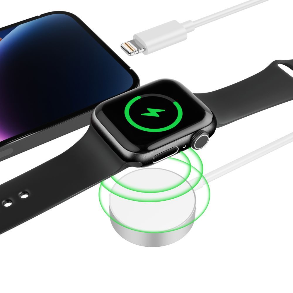 Tech-Protect UltraBoost 2v1 - Lightning A Magnetni Polnilni Kabel Za Apple Watch, 1,5 M, Bela