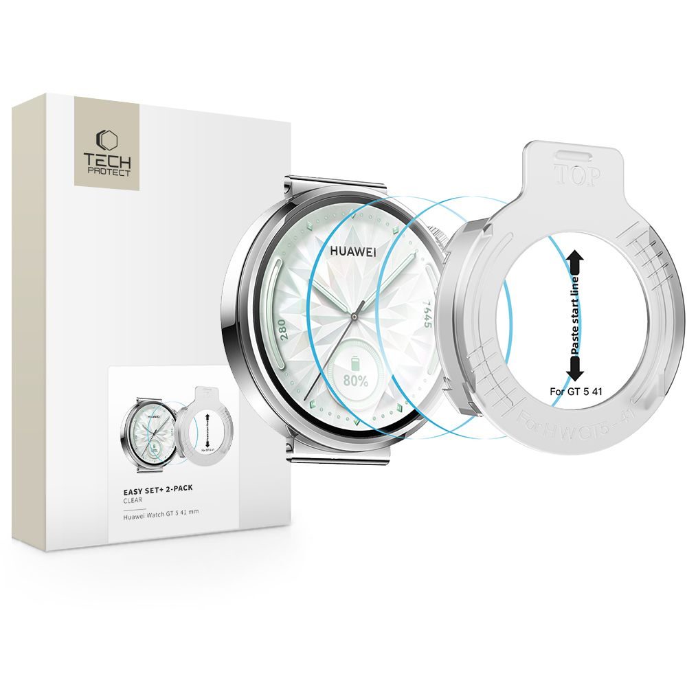 Tech-Protect edzett üveg Easy Set+, Huawei Watch GT 5 (41 mm), 2 darab