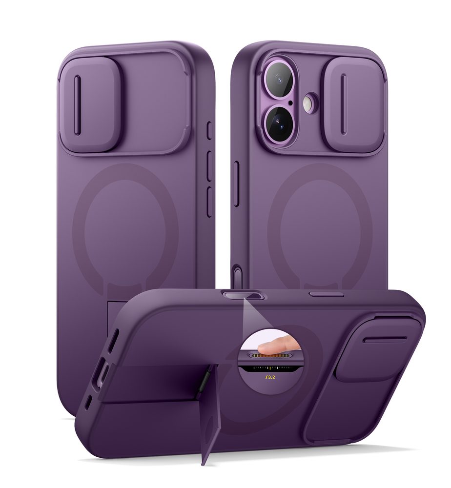 Suritch MagSafe Kickstand Camprotector obal iPhone 17, fialový