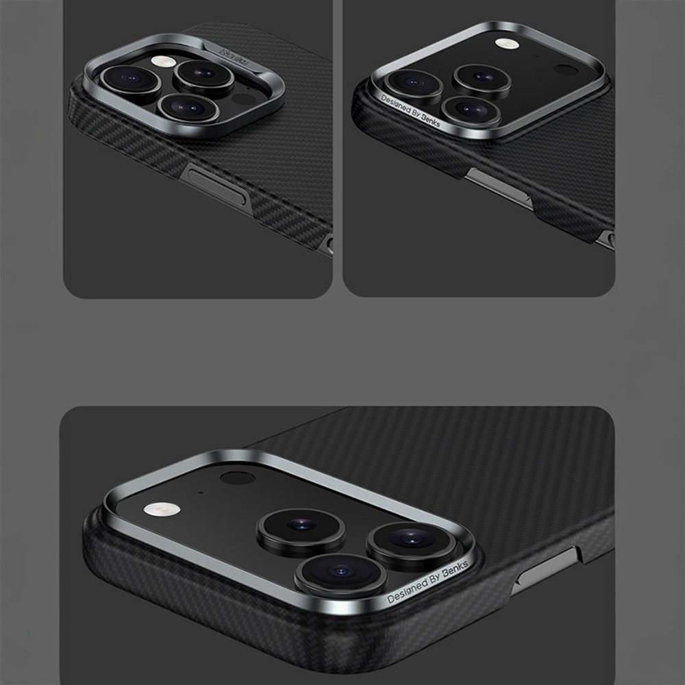 Benks Magnetic Armor Air Kevlar obal Metal Frame, iPhone 17 Pro, čierny