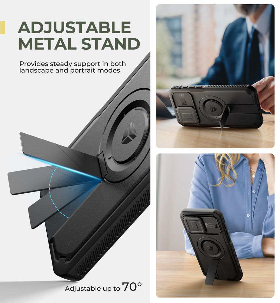 Dexnor MagSafe 360 Kickstand Camprotector obal iPhone 15 Pro Max, čierny