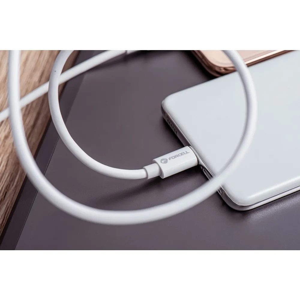 Forcell USB-C Kábel - USB-C, QC4.0, 5A/20V, PD100W, C339, 2 M, Fehér