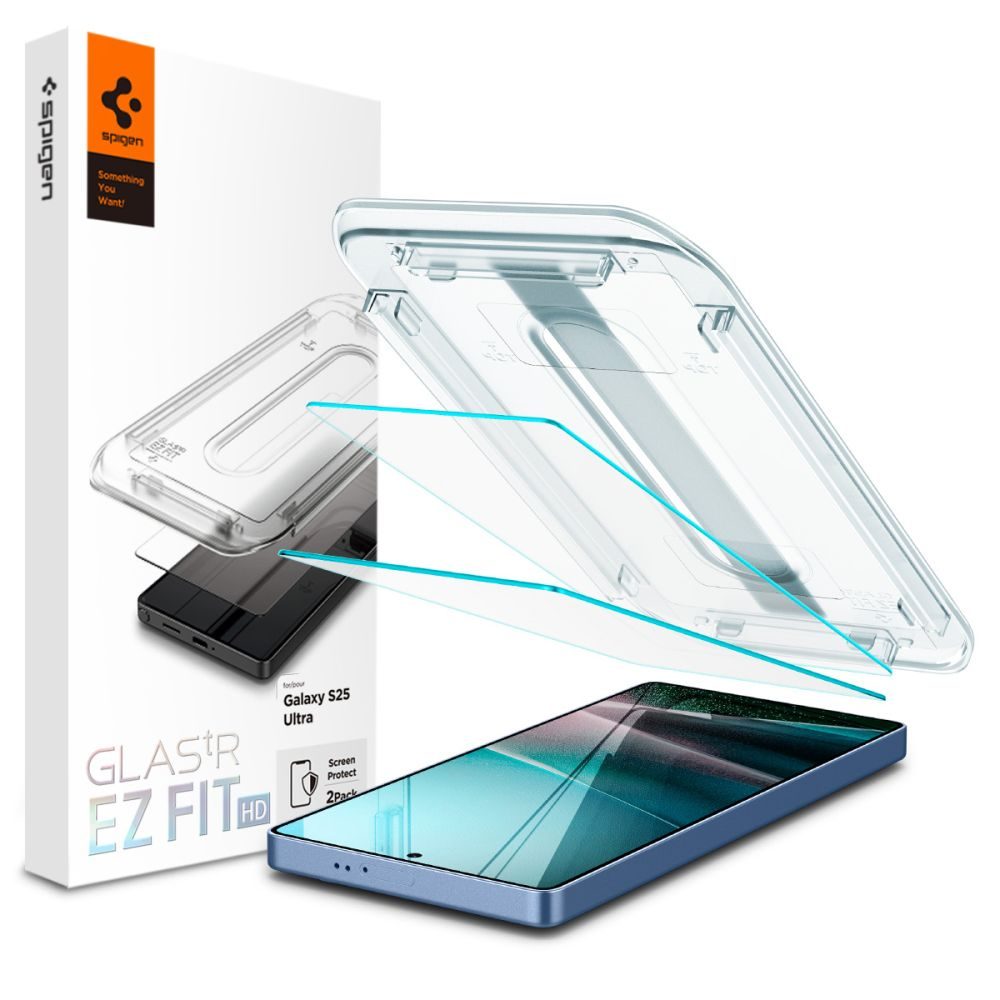 Spigen Glass.TR EZFit cu aplicator, 2 bucăți, Folie de sticlă securizată, Samsung Galaxy S25 Ultra