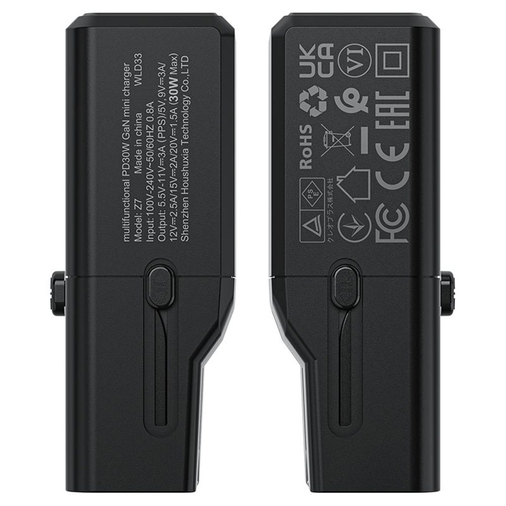 Acefast Cestovný adaptér Z7, GaN, PD30W, USB-C, čierny