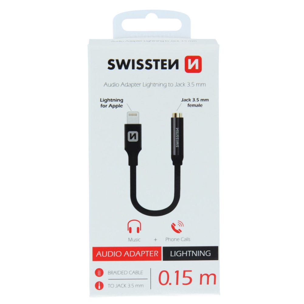 Swissten audio adaptér Lightning / Jack, černý